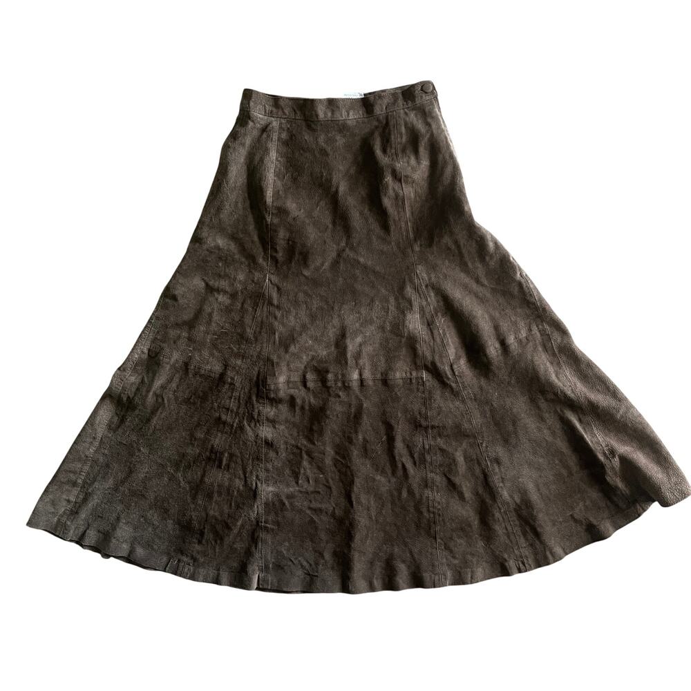 Josephine Chaus Women’s Brown Genuine Leather Suede Maxi Skirt 6